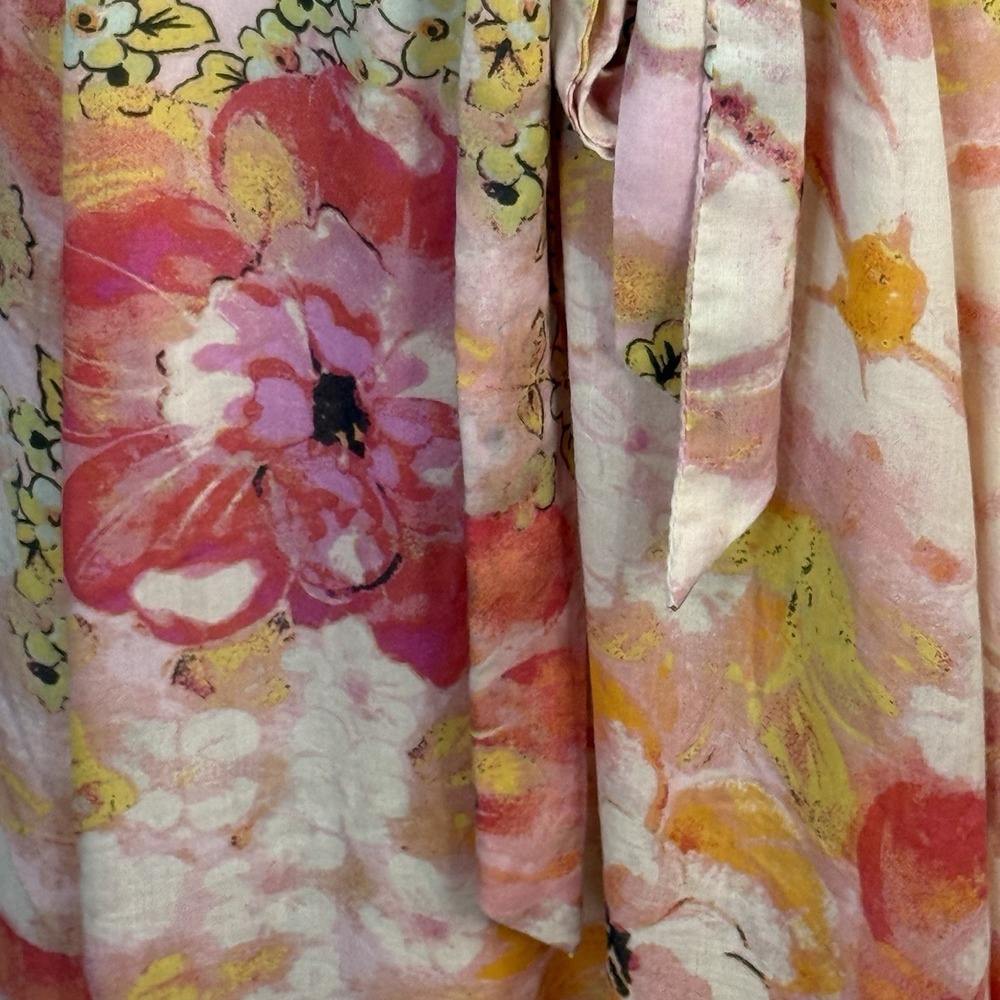 Free People Women's Floral V-Neck Short Sleeve Tie Waist Zip Short Dress Size S - Picture 3 of 12
